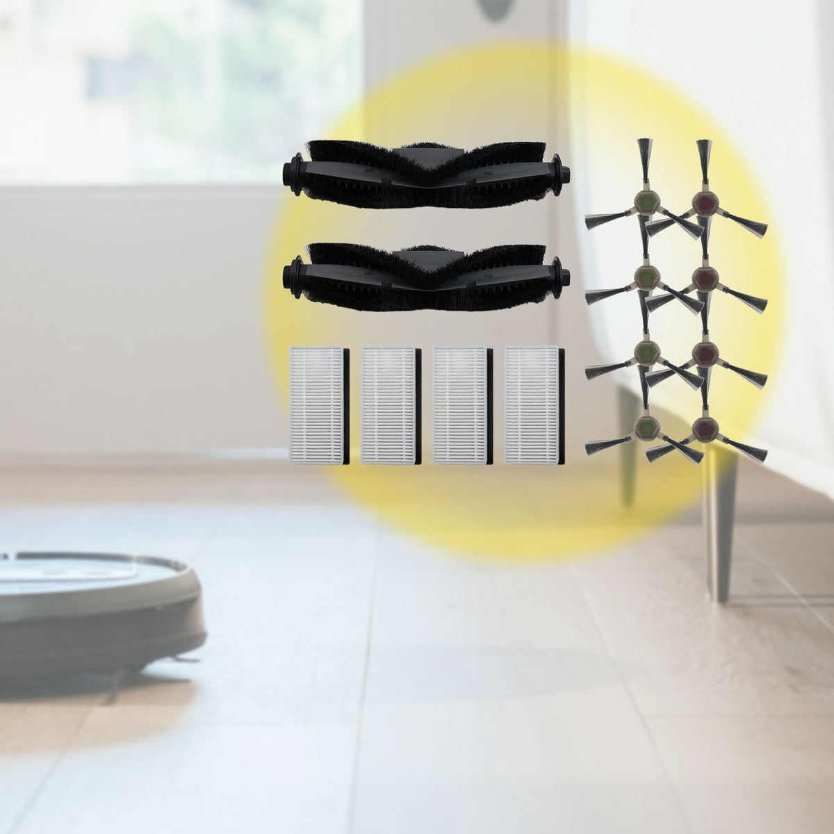 Robot Vacuum Replacement Parts Set Including Main Roller Brush Side Brushes Filters Compatible with Robot Vacuum Cleaner Accessories Black 14 Pieces
