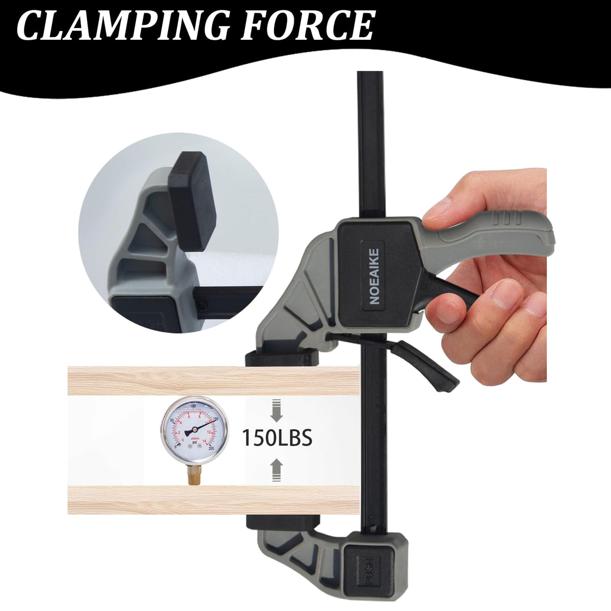 NOEAIKE 6-Pack Wood Clamps 4Pcs 12in & 2Pcs 6in for Woodworking