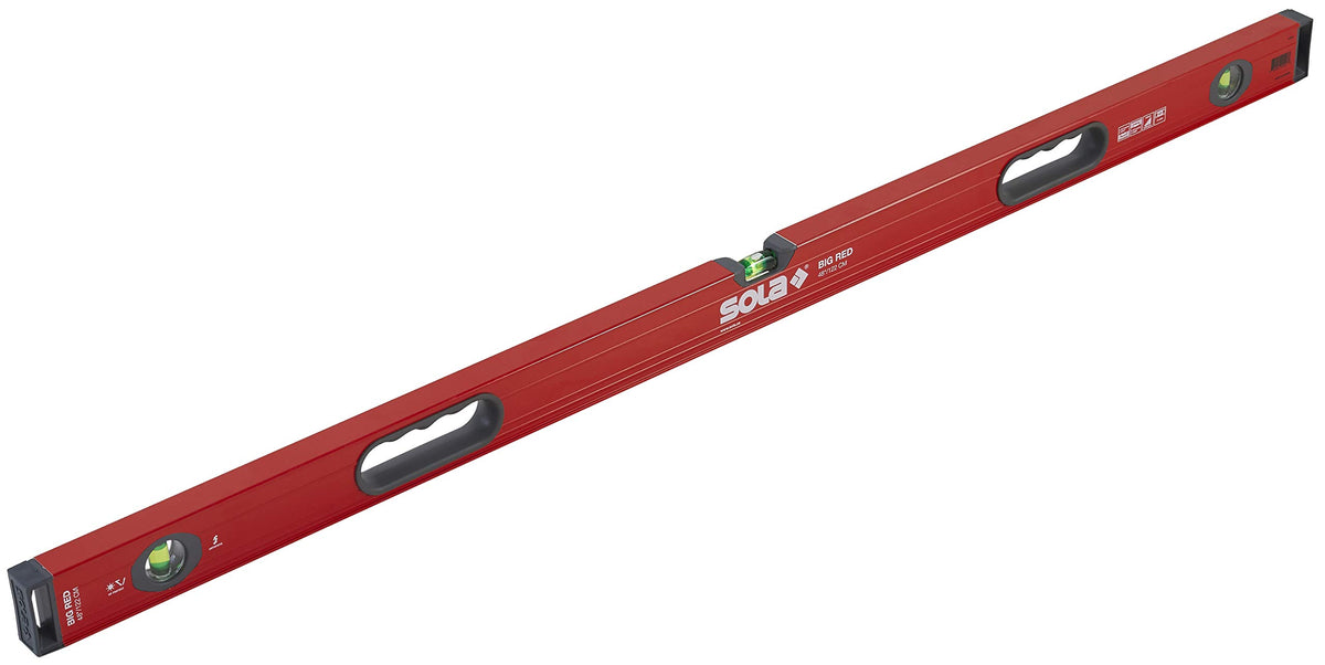 SOLA LSB48 Big Red Aluminum Box Beam Level with 3 60% Magnified Vials, 48-Inch, Non-magnetic