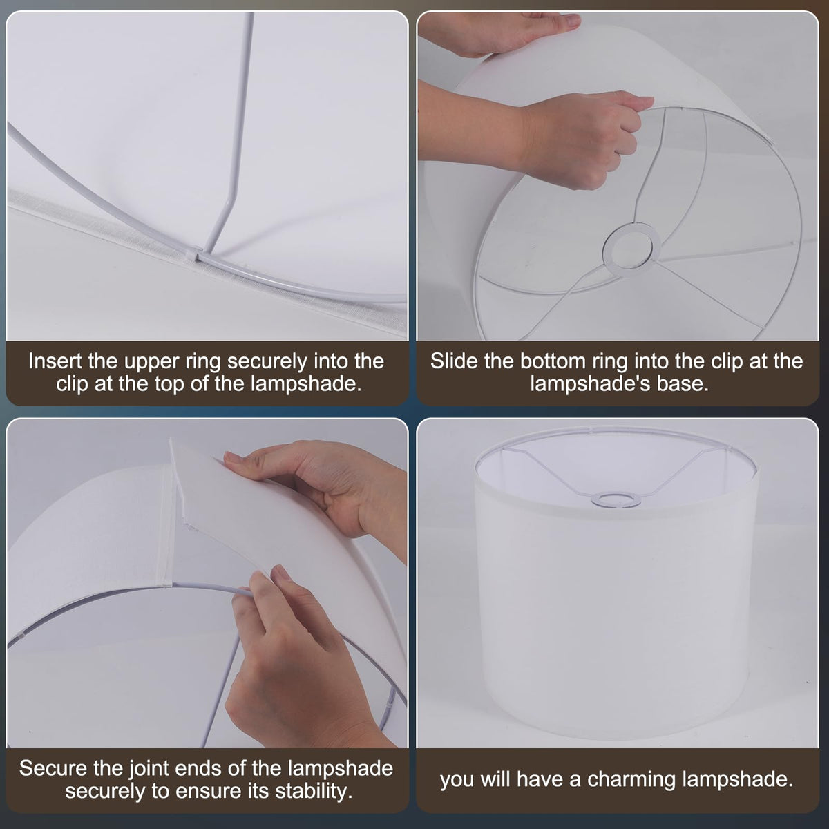 White Lamp Shade, Large Drum Lampshade 13" Top x 13" Bottom x 11" High (Spider), Replacement Lamp Shade Natural Linen Hand Crafted for Table Lamps Floor Lamps Chandelier Lamp, Easy Assembly Required