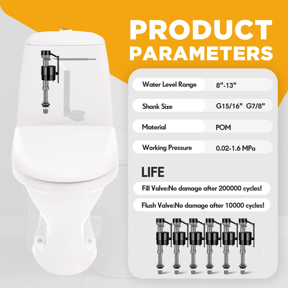 Lasnten 16 Pcs Toilet Fill Valve Toilet Replacement Kit