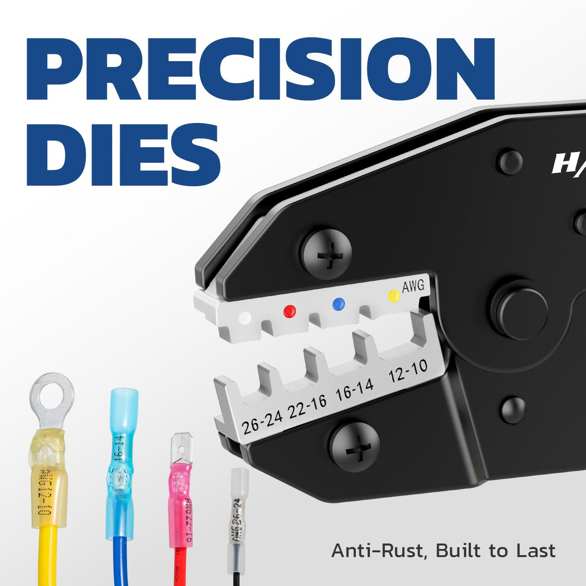 haisstronica Crimping Tool for Heat Shrink Connectors, AWG 26-10, HS-8327