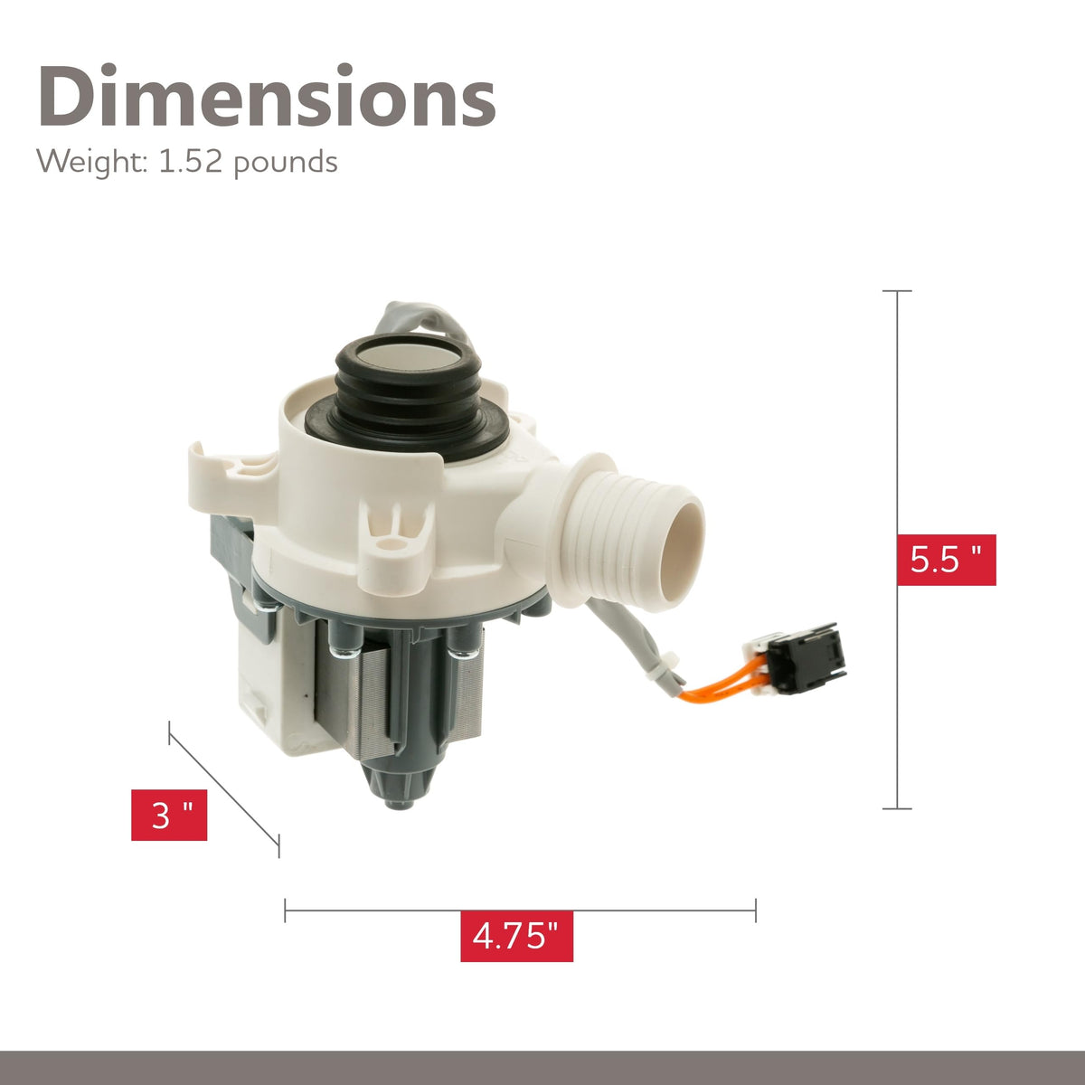 Parts Master Replacement (290D1201G003) – Washer Drain Pump Assembly - Direct Replacement for WH23X28418, WH23X24178, WH23X27574, PS12723115, AP6889136, 290D1201G001
