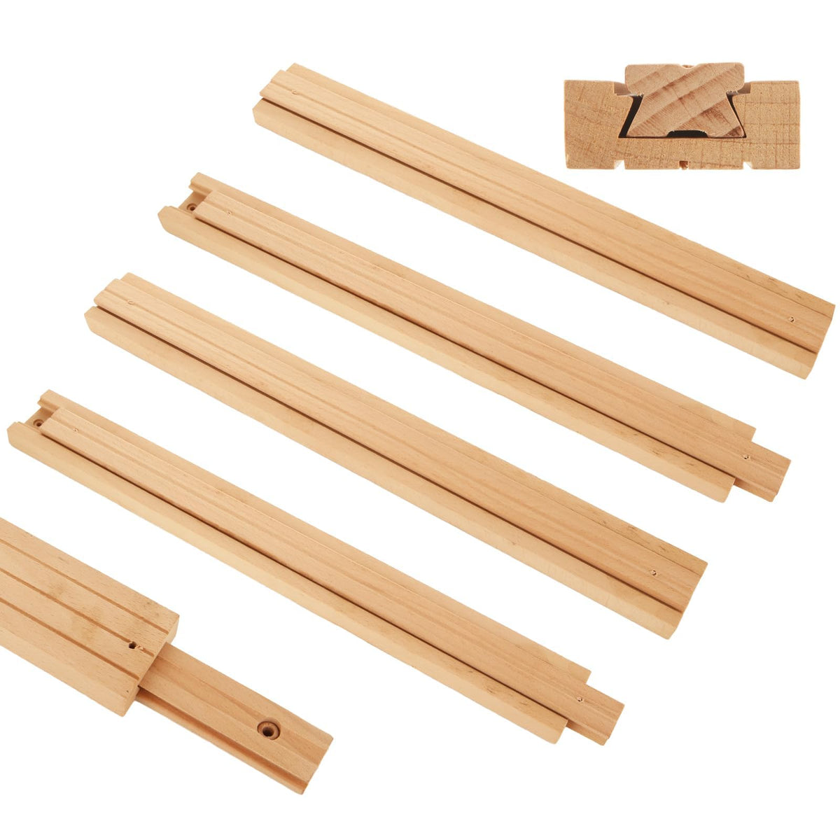 CYEAH 6 Pcs Wood Drawer Slides, 17 inch Wooden Drawer Slides, Wooden Undermount Drawer Slide Classic Guide Center Mount Track, Drawer Glide Rails Replacement Part