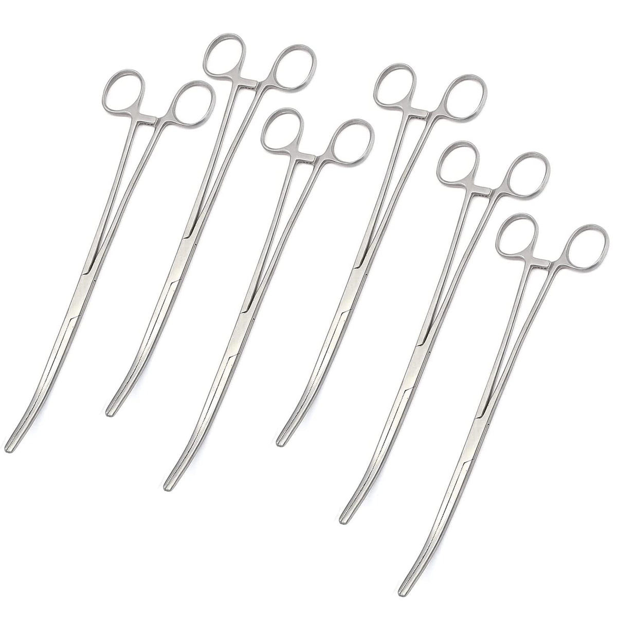 OdontoMed201 Set of 6 Hemostat Locking Forceps 10 Inches, Curved Stainless Steel - Multipurpose Ideal Hemostats for Nurses, Fishing Forceps, Crafts and Hobby