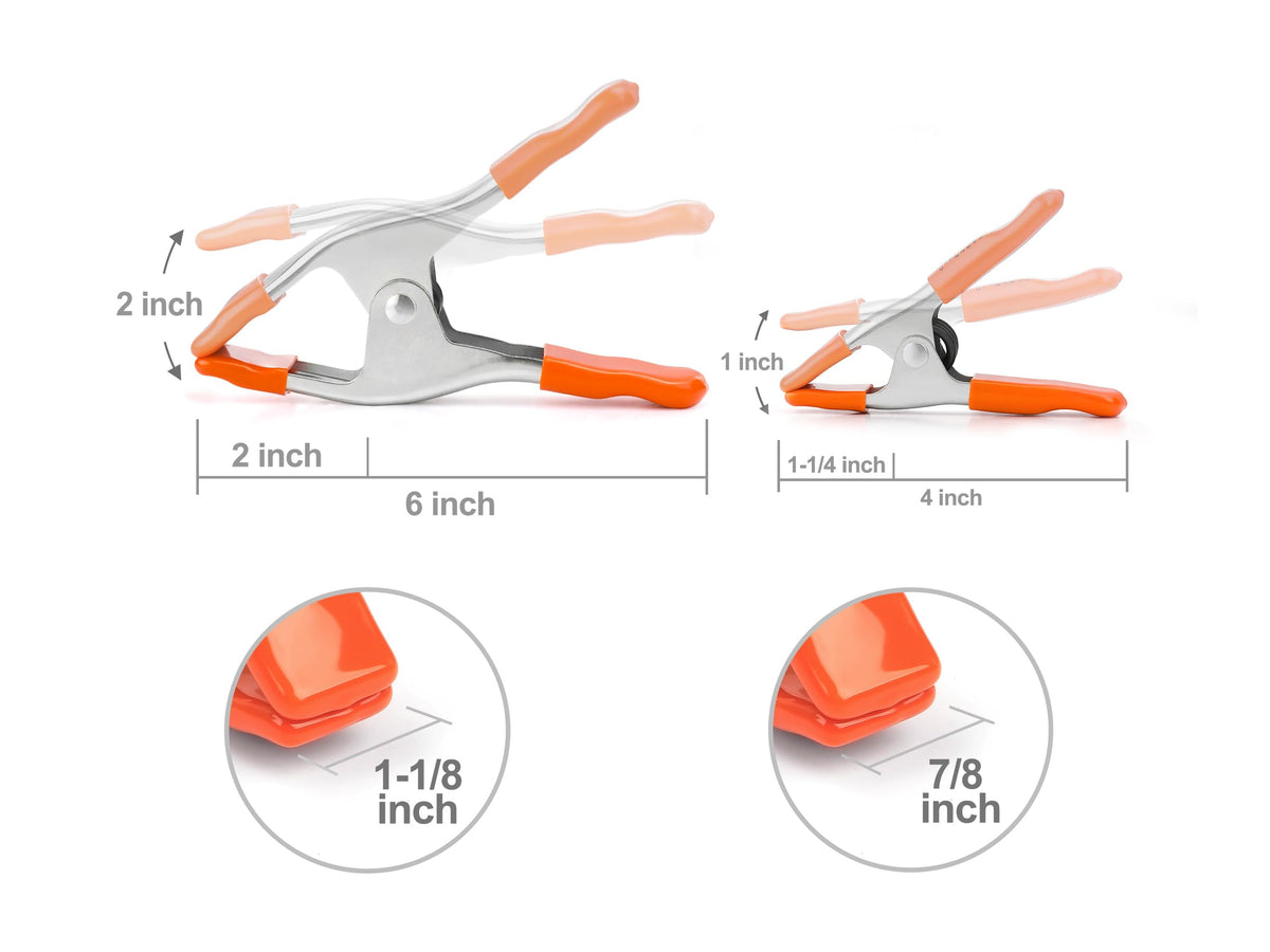 PONY 6" & 4" Heavy Duty Metal Spring Clamps with Protective Tips, 10-Piece