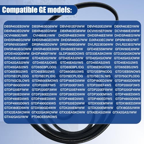 𝐔𝐩𝐠𝐫𝐚𝐝𝐞𝐝 Dryer Drum Drive Belt Premium Dryer Replacement Part Compatible with GE GTD42EASJ2WW GTD33GASK0WW GTD65EBSJ3WS DBXR463ED1WW GTDP180ED0WW GTD33EASK0WW 89.5 in