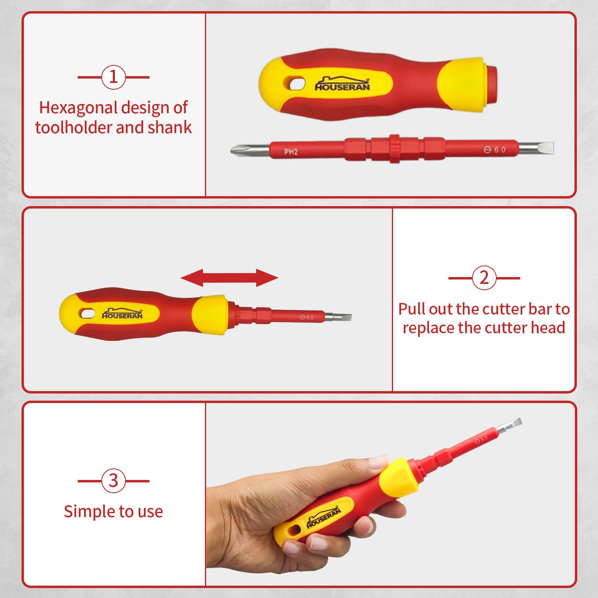 HOUSERAN Electrical Screwdriver Set, Insulated Screwdriver, 26 Pcs