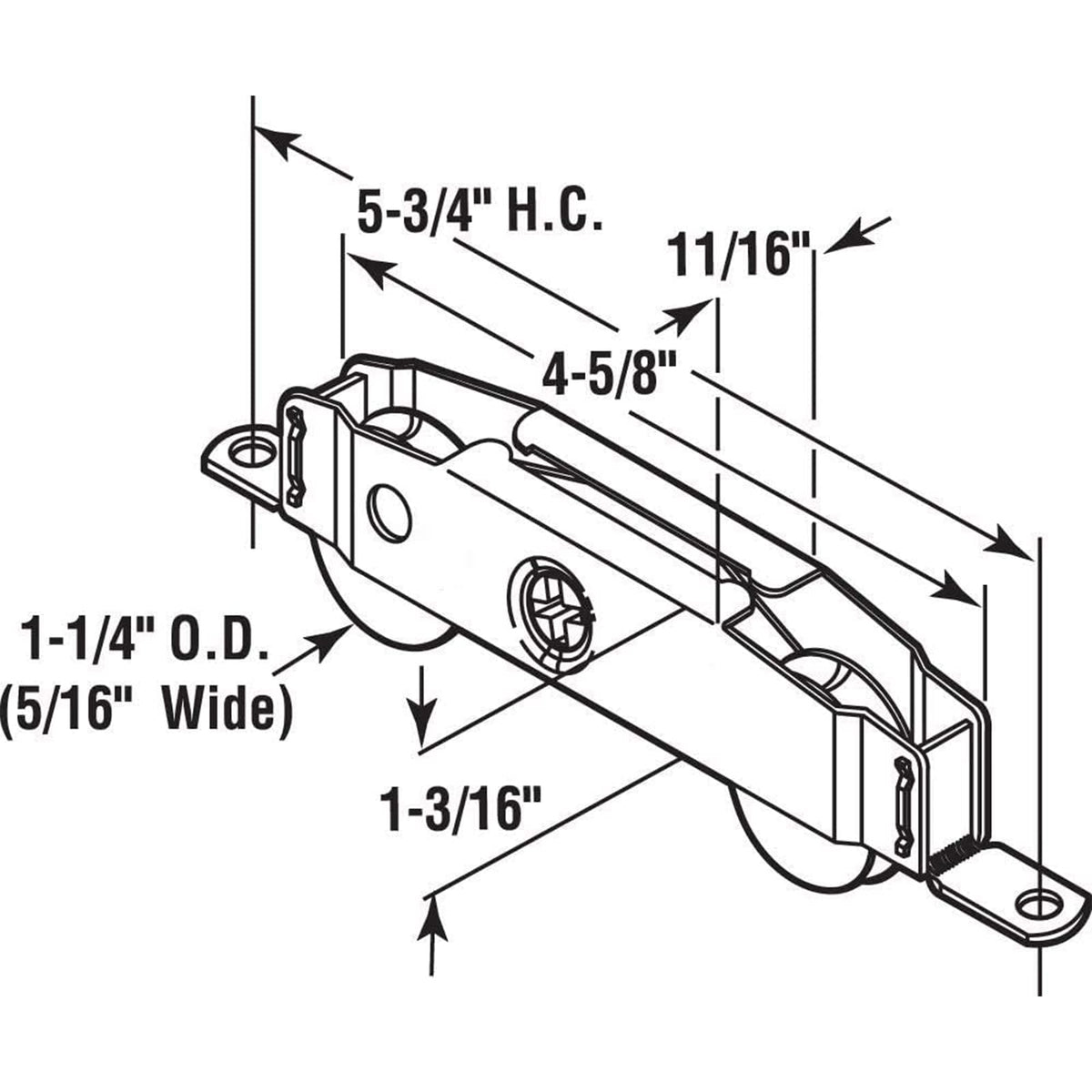 Sliding Patio Door Roller Assembly for Truth Part #31761A, Jeld Wen, Milgard, Marvin, Peachtree, Caradco, 1-1/4" Steel Ball Bearing, Side Adjustable, 2 Pack