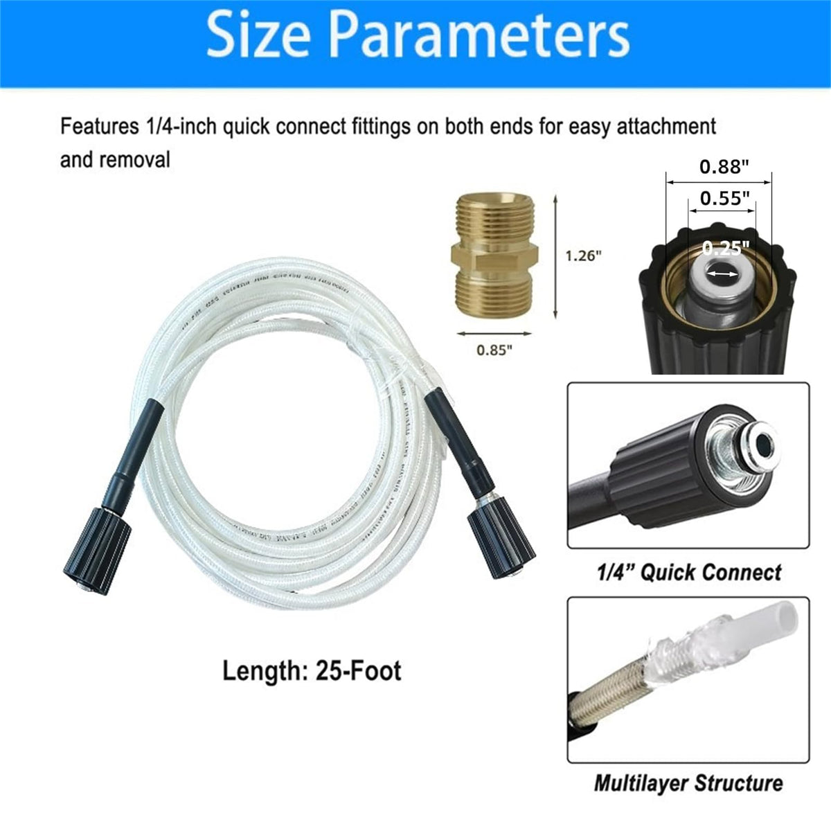 5200402 Universal Pressure Washer Hose for Greenworks Power Washer Hose