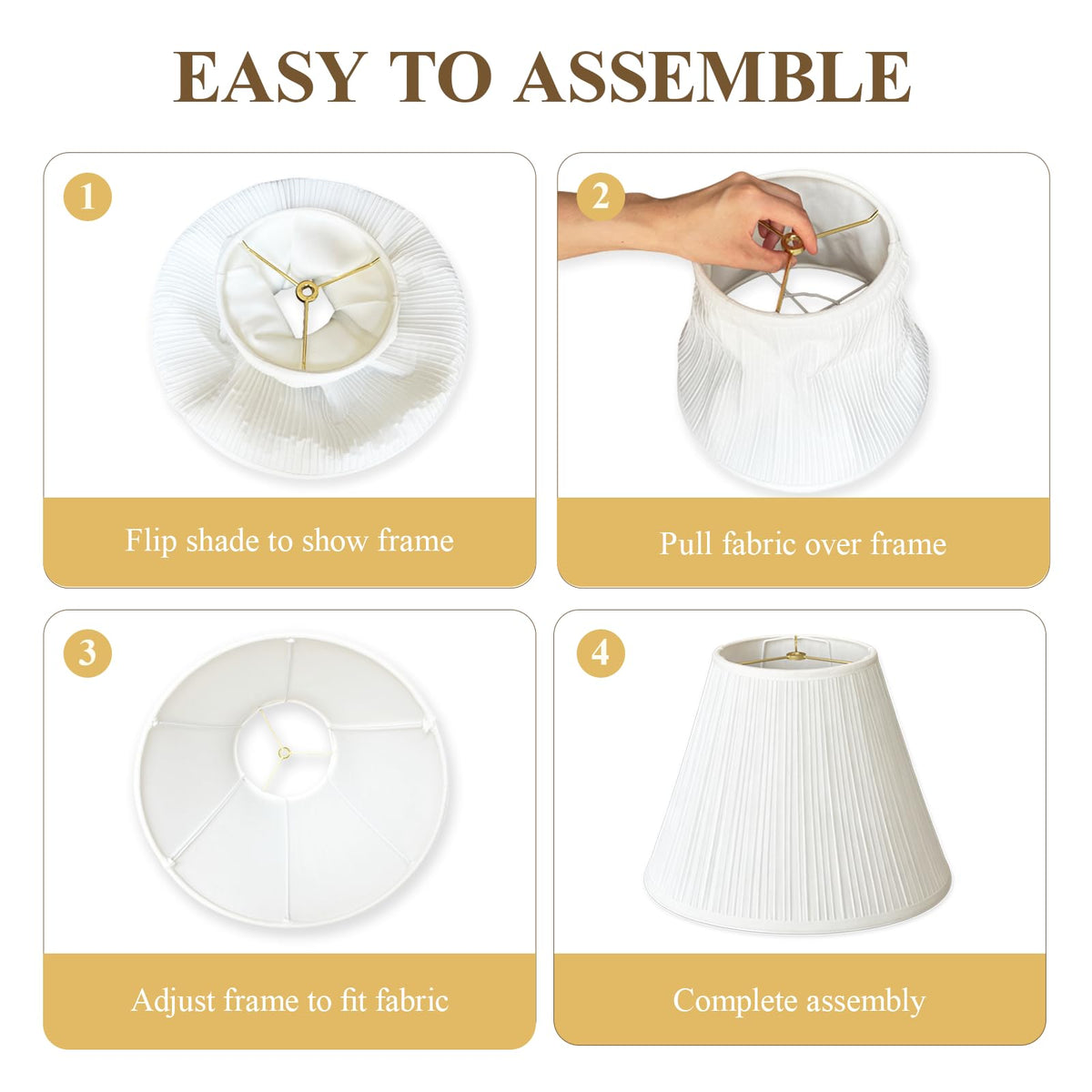 White Lamp Shade for Table Lamps with Pleated Linen Fabric and Spider Fitter 6.7''TopX 13'' Bottom X 10 ''High Replacement Lampshade for Bedside and Living Room Lamps