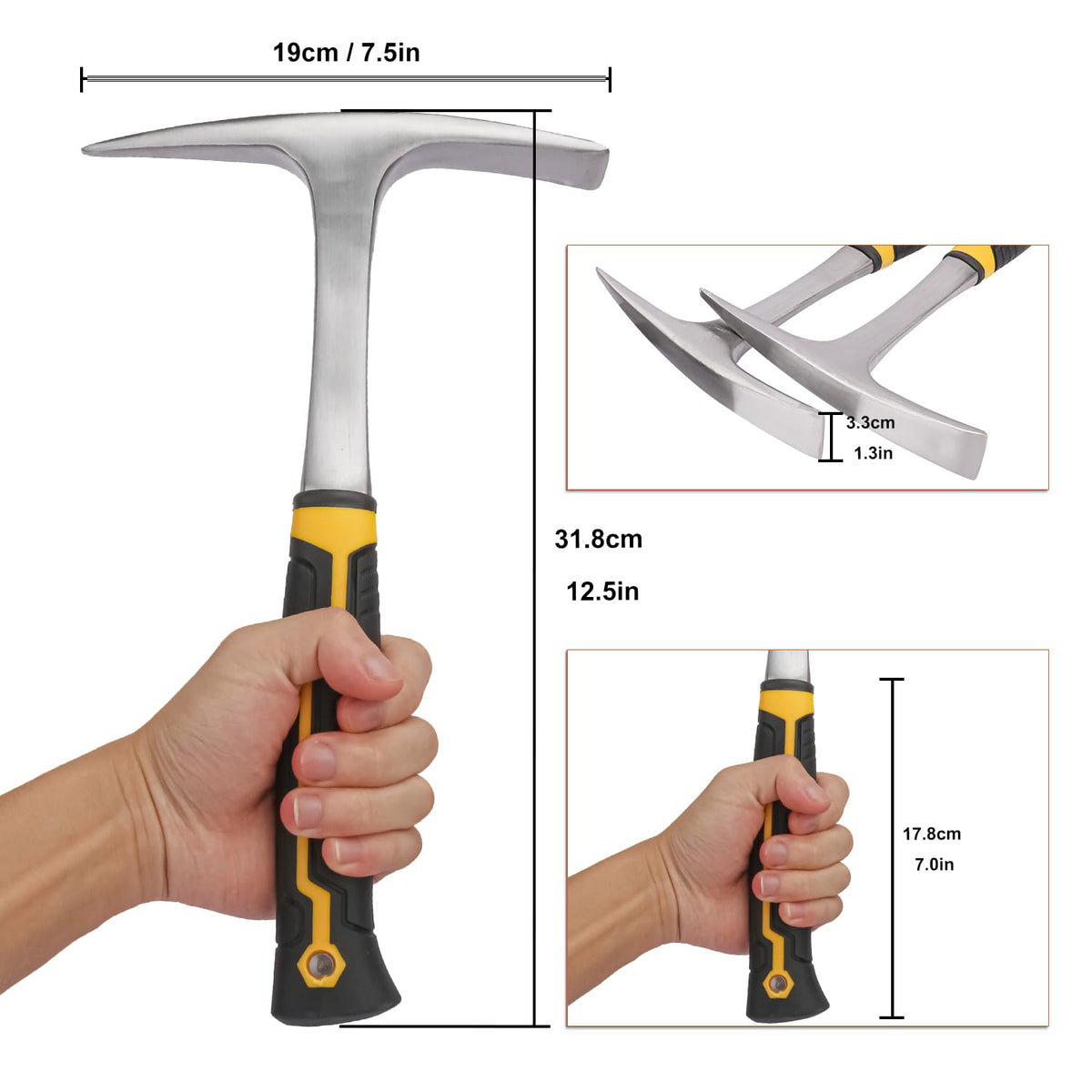 IHDYPPEW 2 Pack 28 OZ Rock Pick Hammer - Professional Forged Brick and Geology Tool, Chipping Hammer for Welding, Superior Pick Axes for Digging & Sheet Metal
