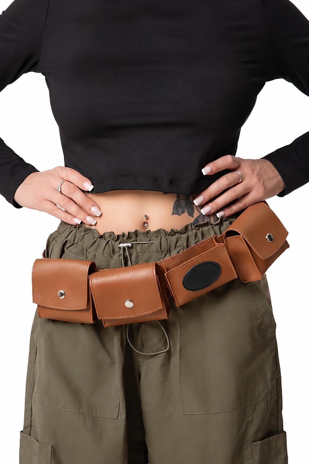 Cosplaya Brown Utility Belt Costume Bag Adjustable Women Mens Adult Accessories Pockets for Halloween Cosplay
