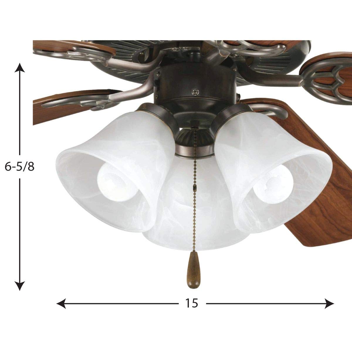 Progress Lighting AirPro 3-Light Ceiling Fan Light Kit, Antique Bronze