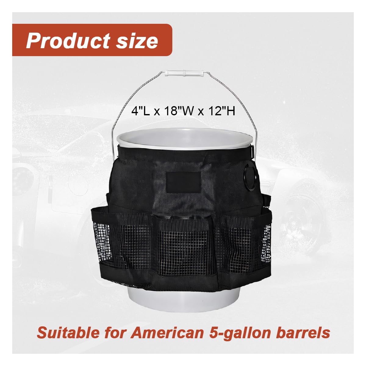 UHANBUT 5 Gallon Bucket Tool Organizer Bag with Mesh Storage Pockets