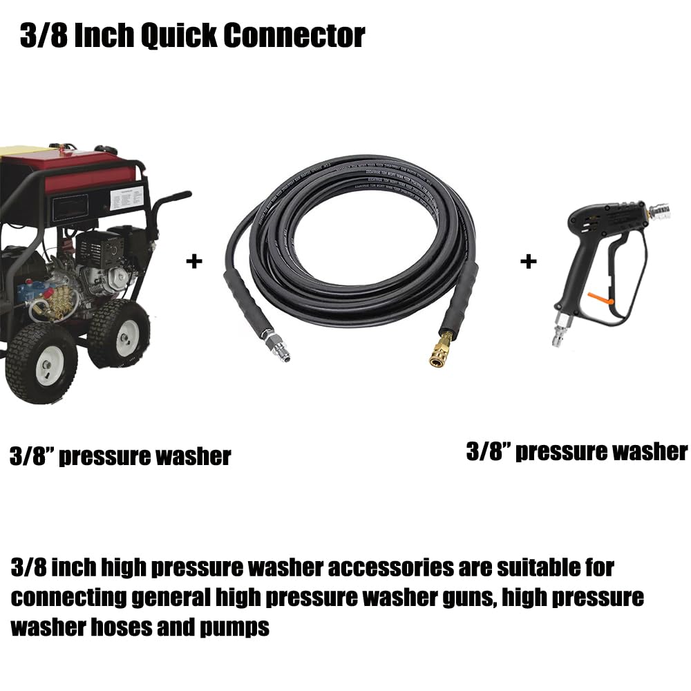 3/8" Pressure Washer Hose, 20FT Power Washer Hose High Pressure Hose Replacement Hose 3/8 Inch Quick Connect for Power Washer