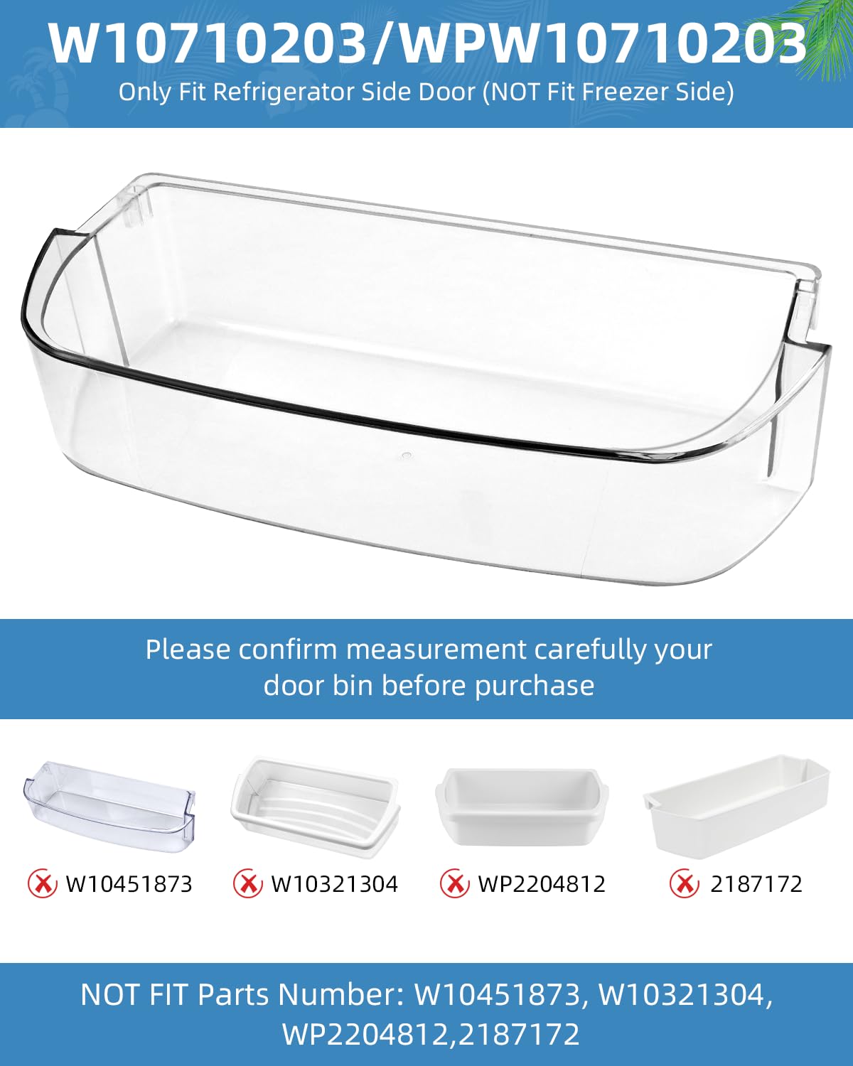 AMI PARTS W10710203 Refrigerator Door Bin 2 Pack