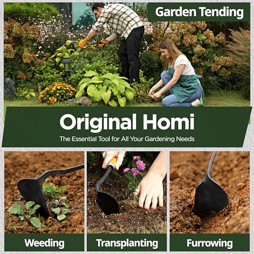 TOOLGATHER Original Homi Hand Hoe - Traditional Handmade Korean Garden Tool for Weeding Digging & Planting with Forged Steel & Chestnut and Acacia Wood Handle