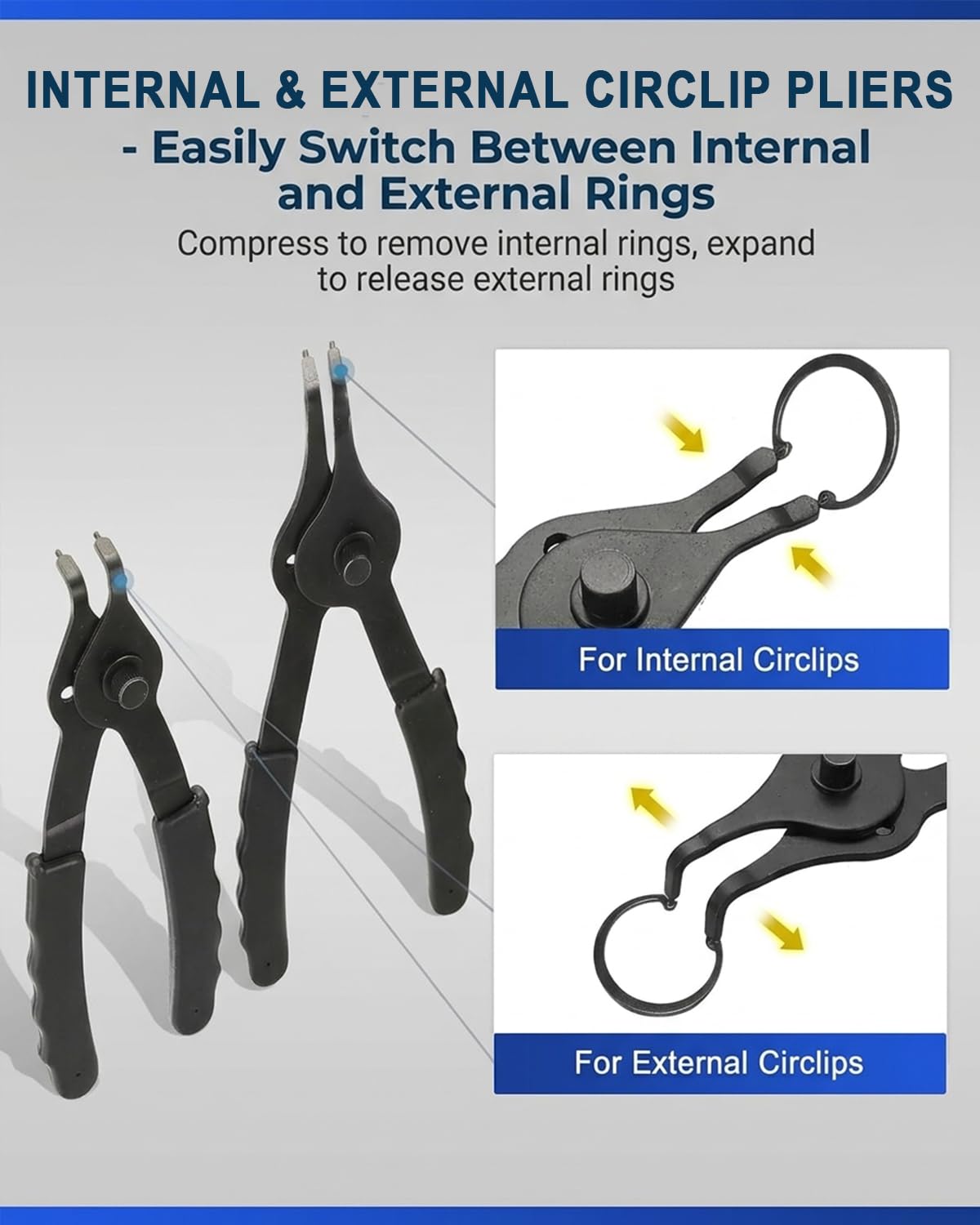 SGT 10pcs Snap Ring Pliers Set, Internal and External Circlip Pliers