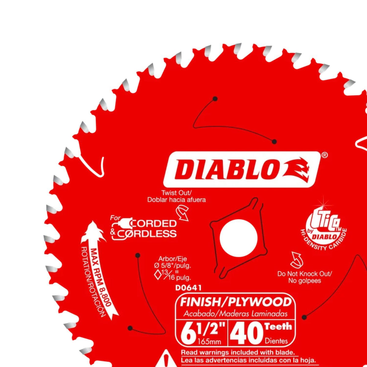 Diablo Finish Trim Saw Blade - 6-1/2" Dia, 40-Teeth, 5/8" Arbor