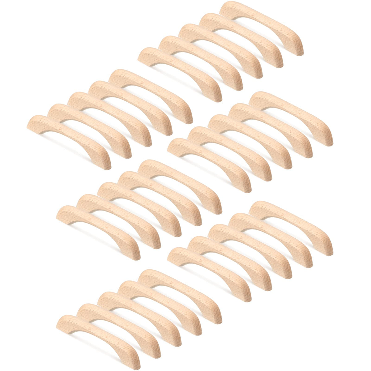 Chunful 30 Pcs Wood Drawer Pulls,Cabinet Pulls Handles, Wood Color