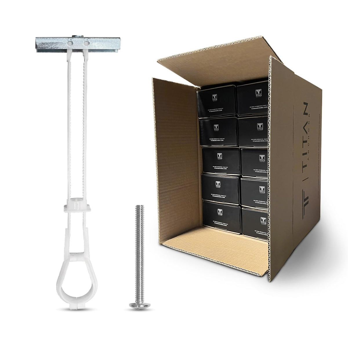 TITAN ANCHORS 100-Pack 1/4"-20 Heavy Duty Quick Toggle Anchors with Bolts Set, for Drywall, Metal Studs, and Concrete Block, Holds 260+ Lbs., 100 Toggles + 100 Bolts