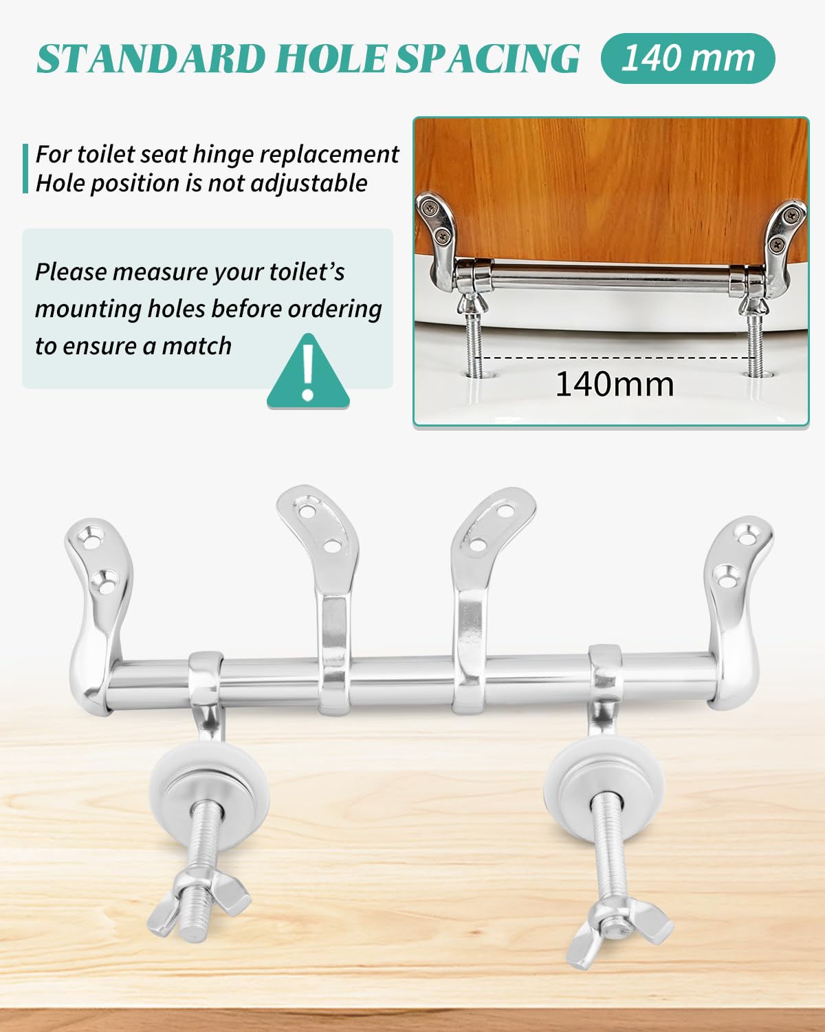 Toilet Seat Hinges Replacement Parts Fit for Wood Toilet Seats 140mm