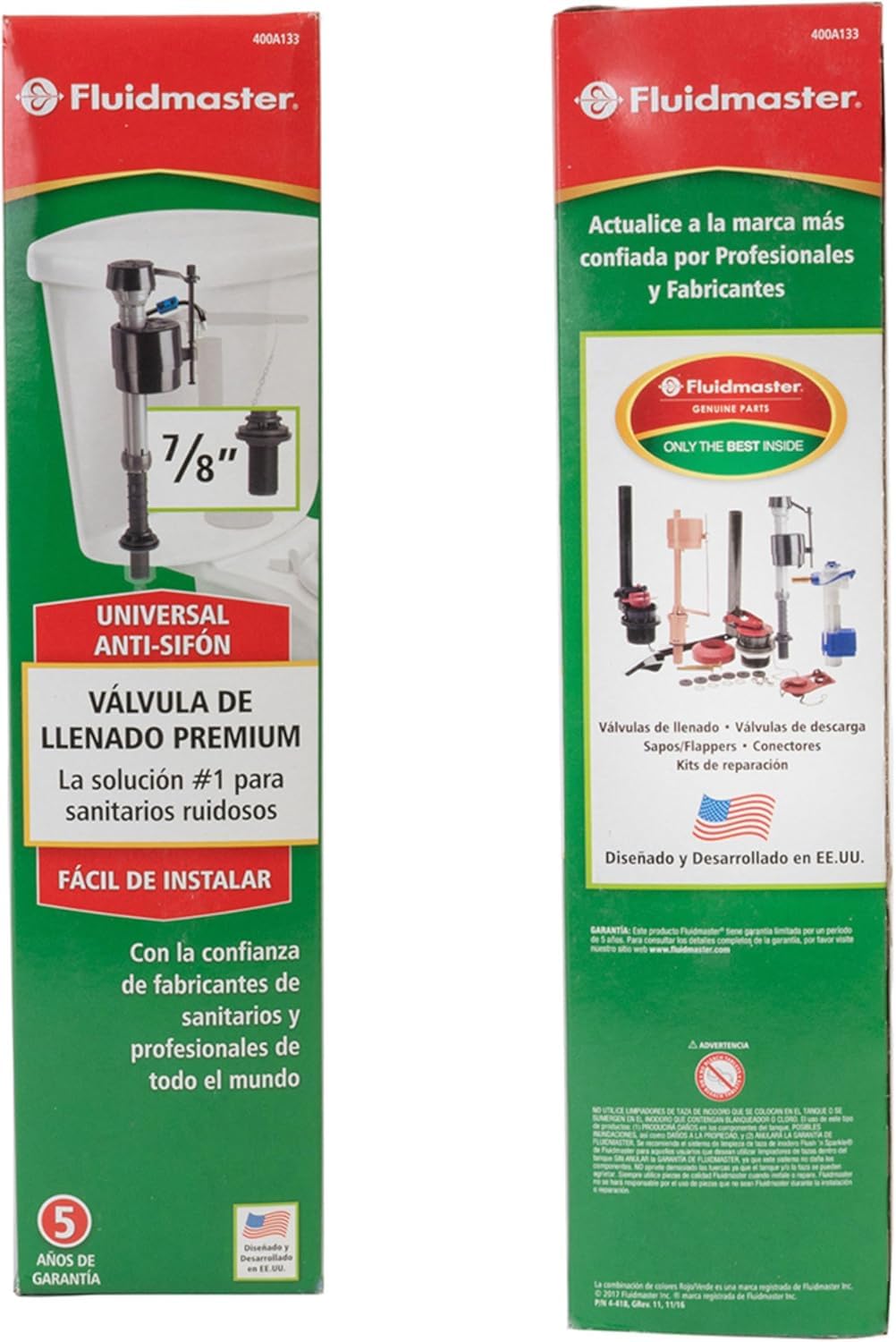 Fluidmaster 400A133 Premium Filling Valve Universal High Performance Toilet Fill Valve - 3 Pack