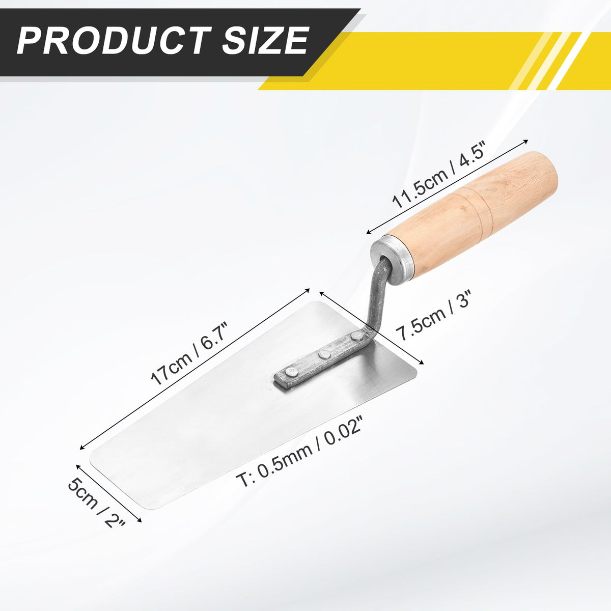 HARFINGTON Masonry Hand Tool 6.7"x2"/3" Carbon Steel 4.53" Wooden White