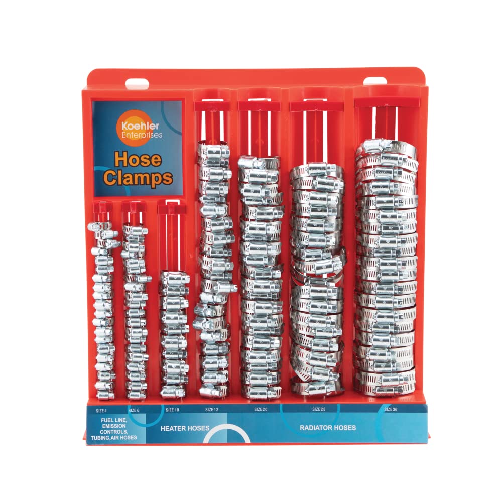 Koehler 220 Piece Hose Clamp Set in Mountable Rack, Red (KEDIS220)