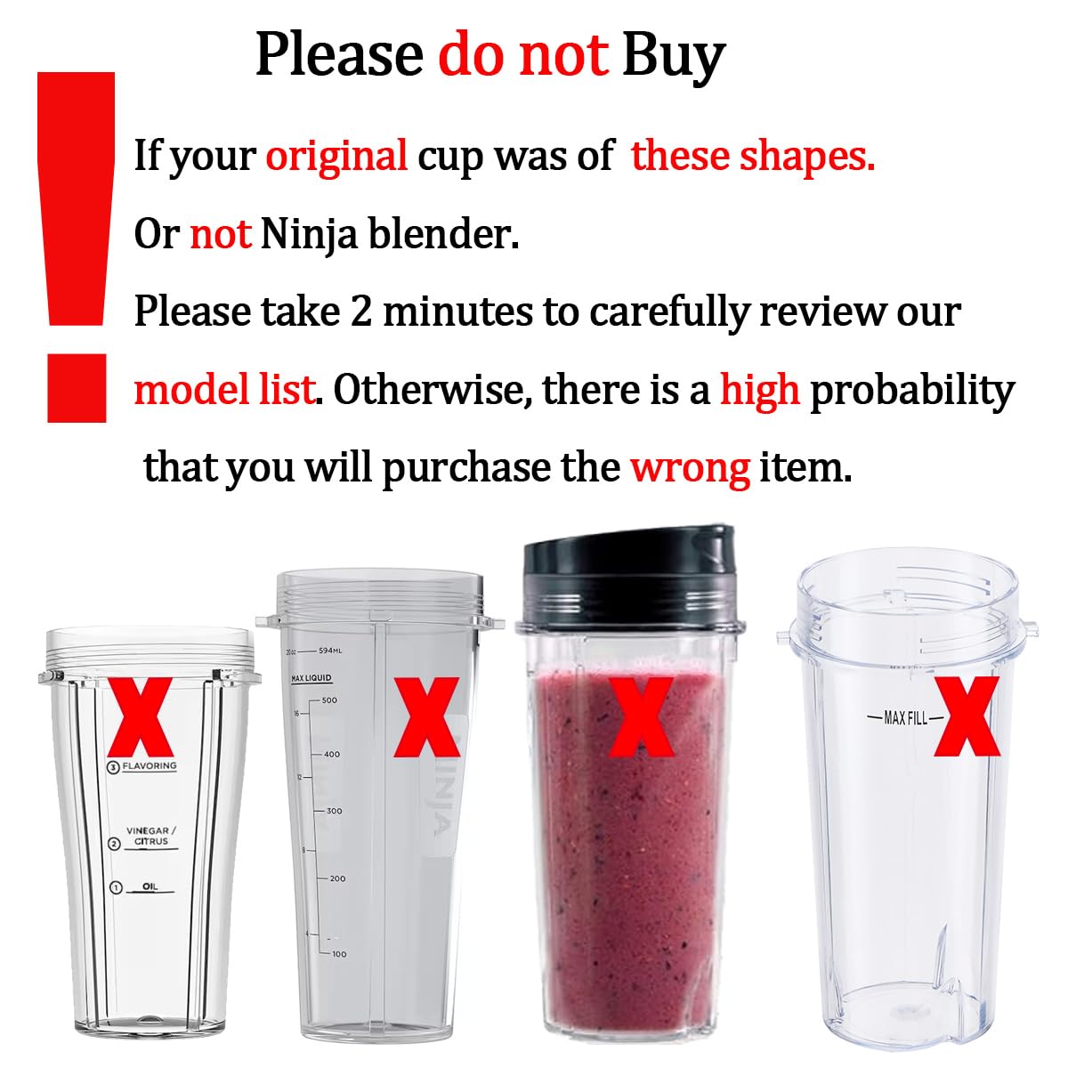 Replacement 24oz Blender Cup with Sip & Seal Lid For Nutri Ninja BL450 BL456 BL480 BL482 BL640 BL642 BL682 BN751 BN801 Foodi SS101 SS151 SS351 SS401 Ninja Blender Auto IQ Blade, 2-Pack …