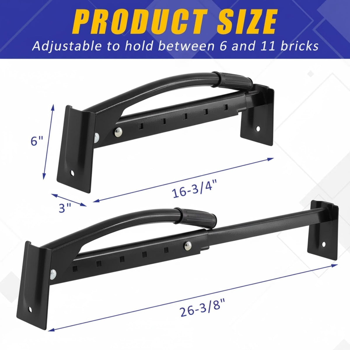 Lanties Adjustable Heavy Duty Brick Tongs Set Between Carry 6 to 10 Bricks Heavy Duty Block Tongs with Rubber Pad Handle and Gloves for Bricks Lifting Carrying