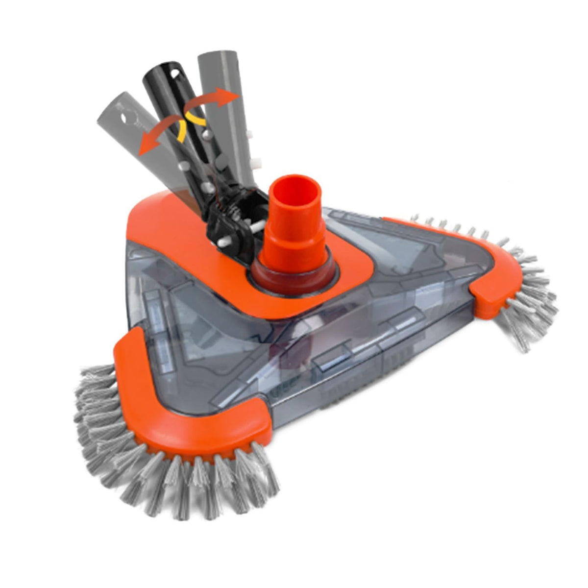 TidyMister Pool Vacuum Head with Direction-Control Handle & Side Brush -Swimming Weighted Triangular Brush Vac with Universal Rotatable Adapter-Deep Clean for Vinyl Liner,Inground & Above Ground Pools