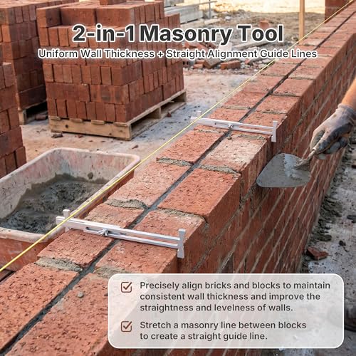 2 Pack Aluminum Line Stretchers Masonry, Block Line Stretcher for Masonry Tools, Adjustable 3.8"-12.4" String Line Holder