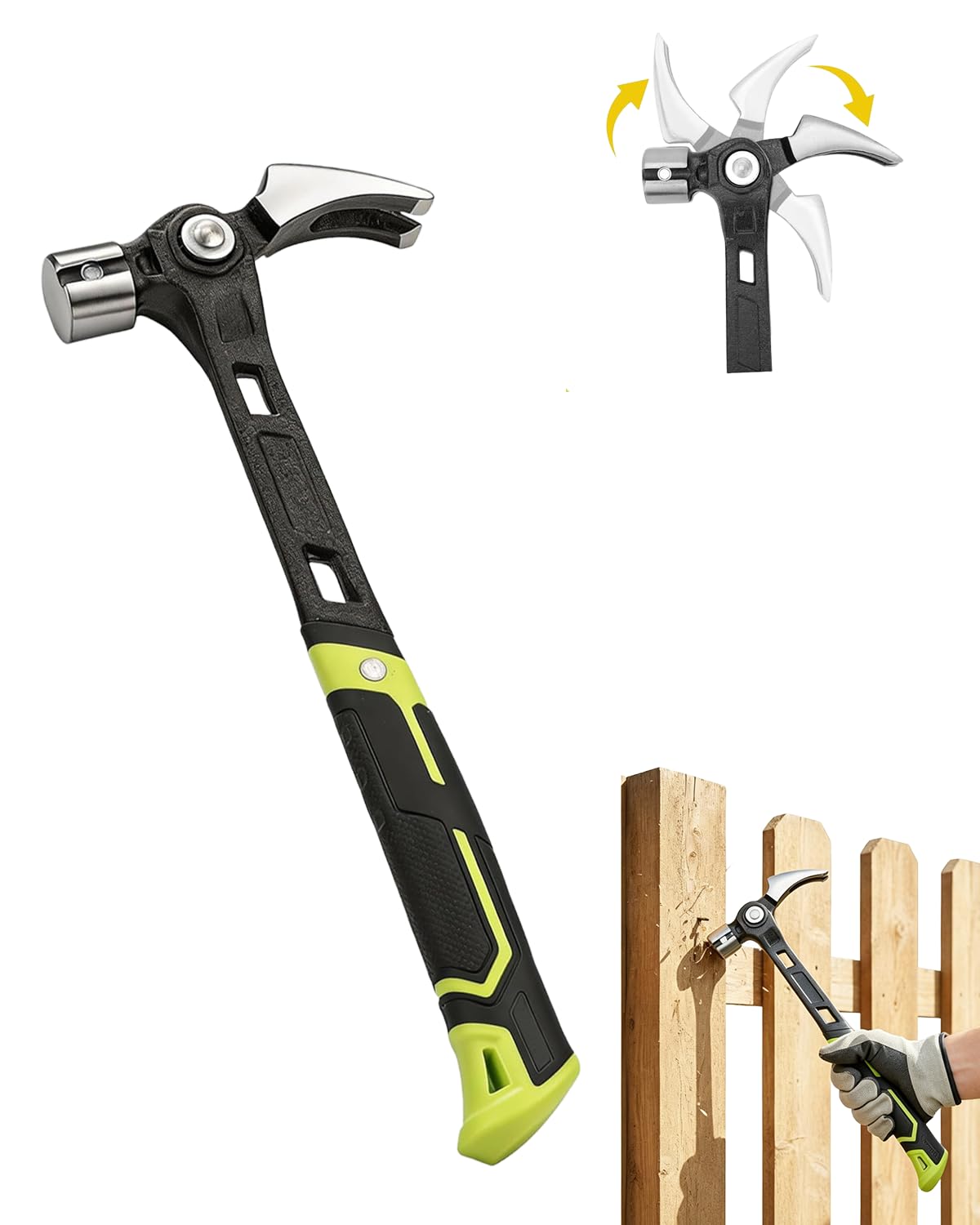 Adjustable Framing Hammer Claw Nail Puller with Magnetic Nail Holder，1PC