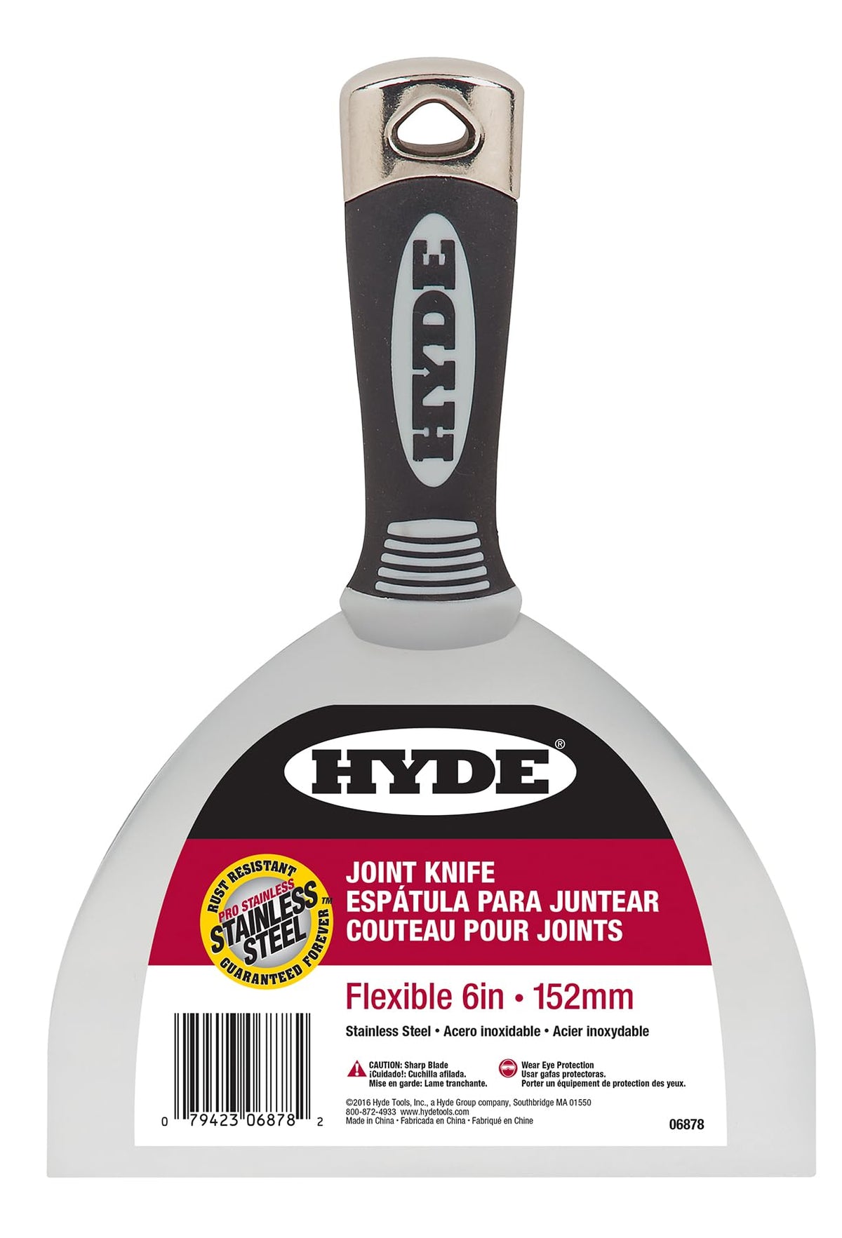 Hyde 4, 5, 6, and 8 Inch Pro Stainless, Flexible, One-Piece, Rust Resistant, Metal Joint Knife with Hammerhead End & Ergonomic Comfort Grip Handle, Versatile in Many Home Improvement Tasks, 06893