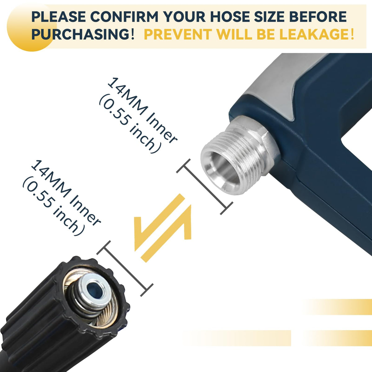 Sooprinse High Pressure Washer Gun with Replacement Wand Extension, Power Washer Gun, M22-14 Fitting, 5 Nozzle Tips, 42 Inch, 4000 PSI