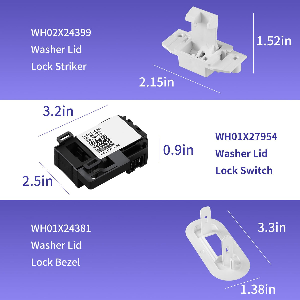 WH01X27954 WH01X24381 WH02X24399 Washer Lid Lock S