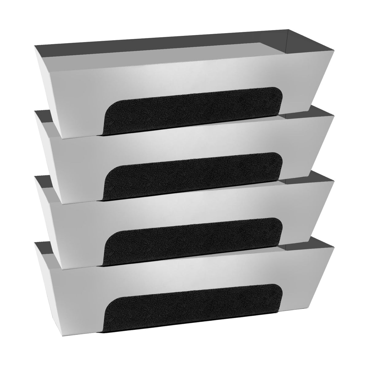 LECEHIVO 4 Pack 12 Inch Stainless Steel Mud Pan with Non-Slip Handle Tapered Sides, Drywall Tool Tray Drywall Tape Tray Bucket