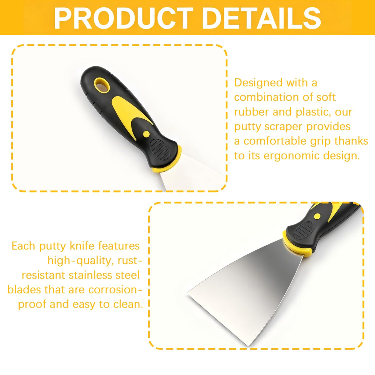 5pcs Putty Knife Scraper Spackle Knife Tool for Repairing Drywall