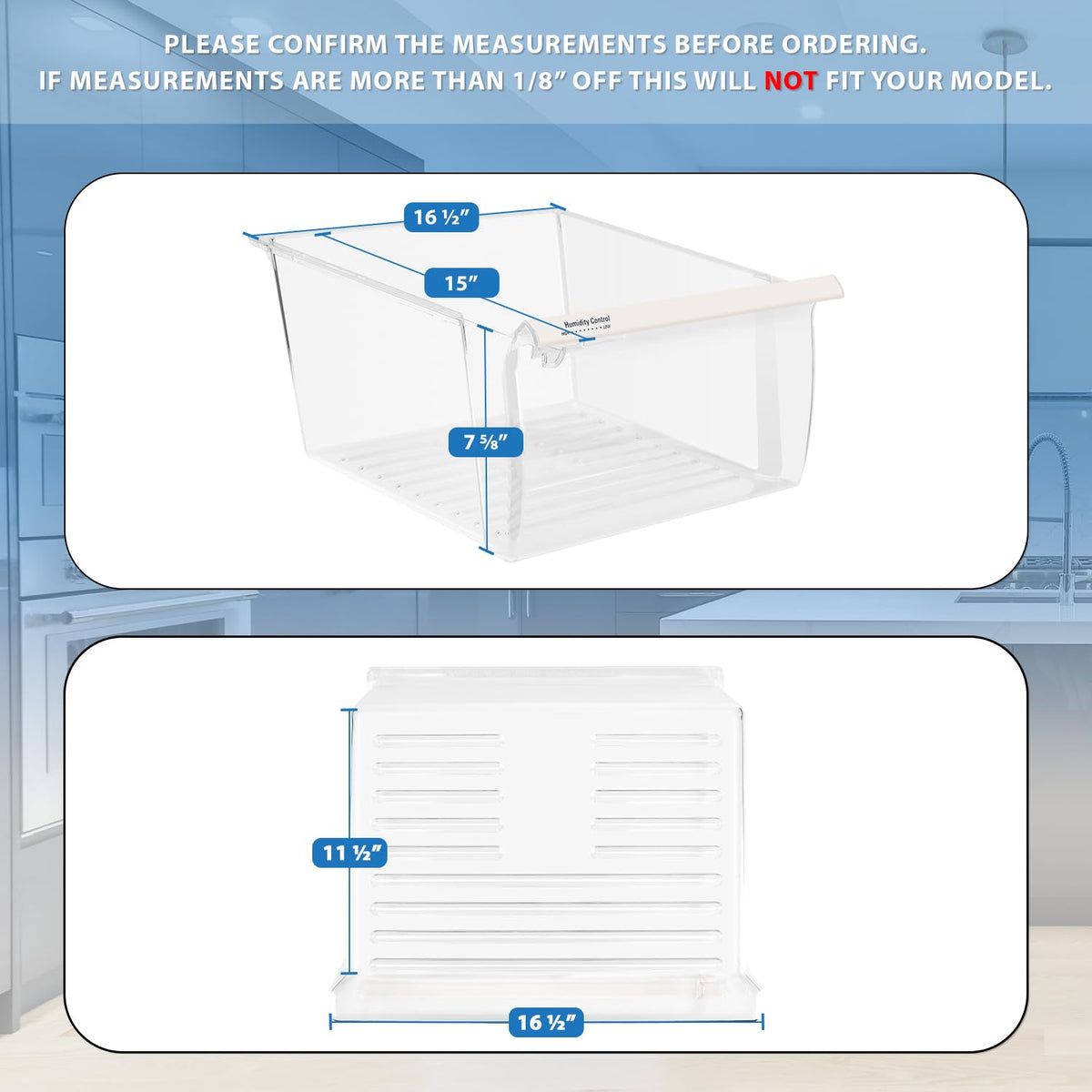Upgraded Lifetime Appliance Parts 2188656 Crisper Bin (Upper) Compatible with Whirlpool Refrigerator, Fridge Drawers, Kenmore Refrigerator Parts, Whirlpool Shelf Replacement - WP2188656