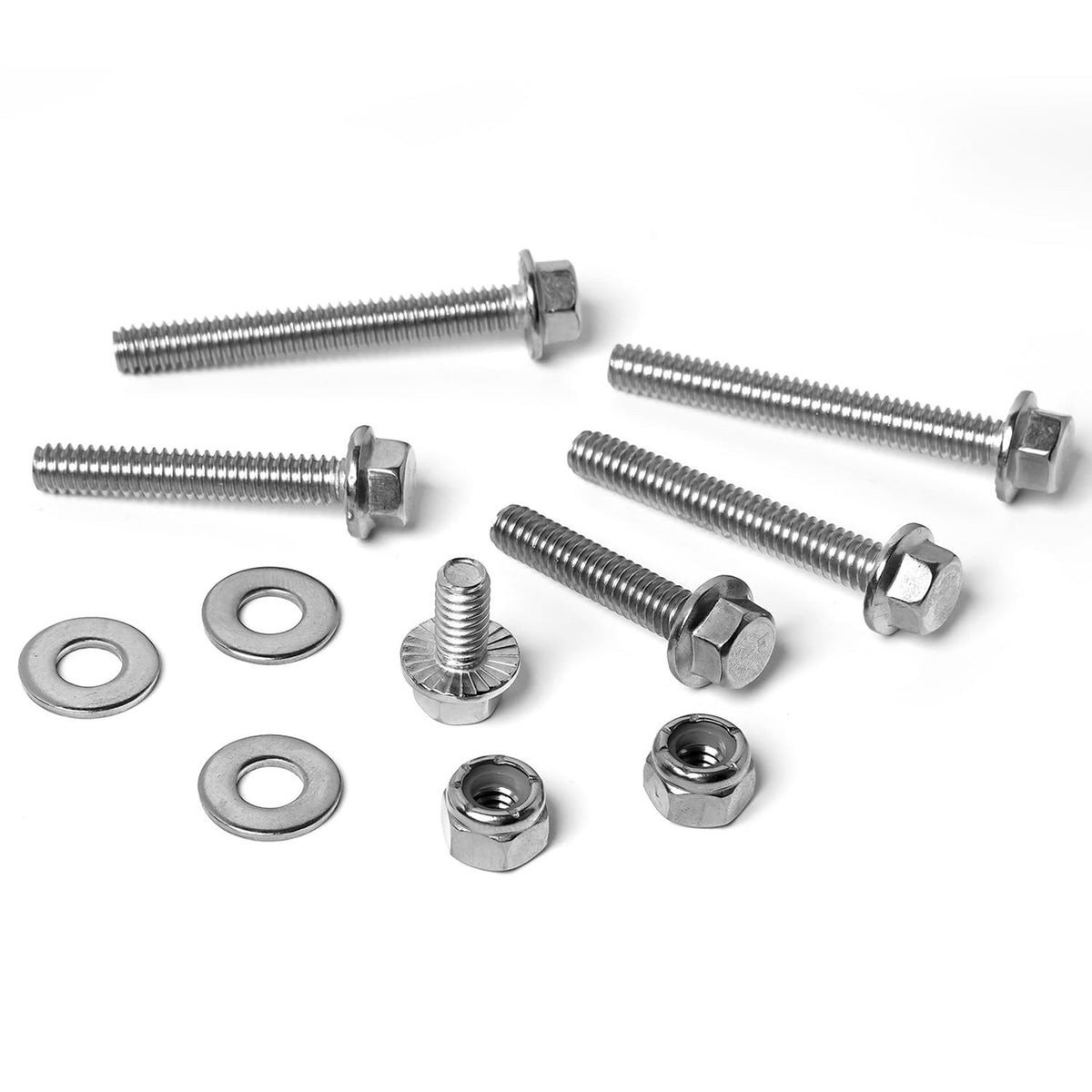 1/4-20 Flange Hex Bolts Assortment with Nylon Lock Nuts, Flat Washers