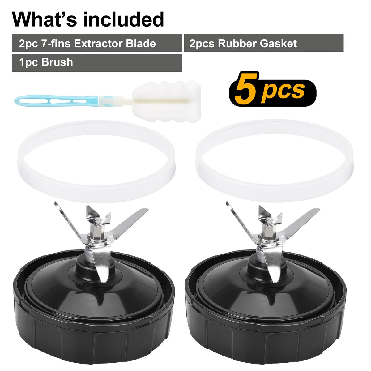 7 Fins Blender Blade Replacement Parts 2pcs Compatible with Ninja Blender Top Lid Accessories for Ninja Auto iQ BL682-30 BL642-30 BL450-30 BL482-30 BL687CO-30 ect.