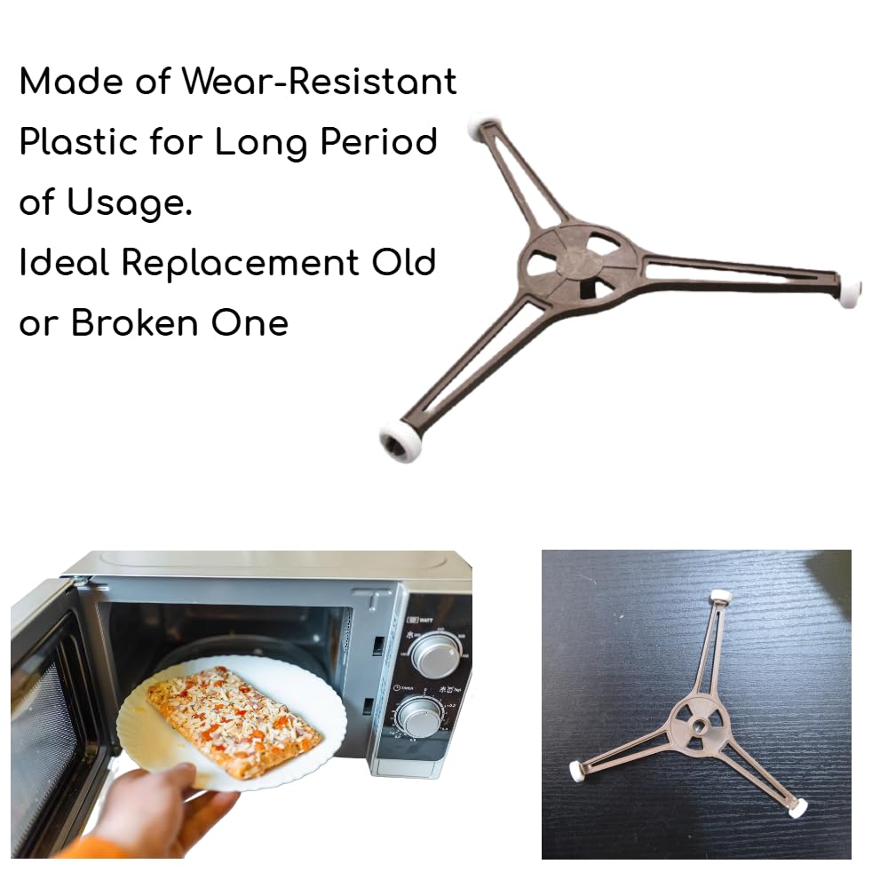 1-Pack Microwave Oven Flat Turntable Ring Roller Glass Plate Tray Triple Arm Rotating Support Holder with Wheels Rotating Ring Roller Replacement Arm - Length 3.54" / 9 cm Microwave Plate Replacement