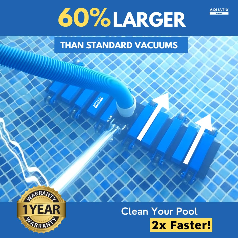 Aquatix Pro Pool Vacuum Head, 22" Commercial Grade, Aluminum Handle