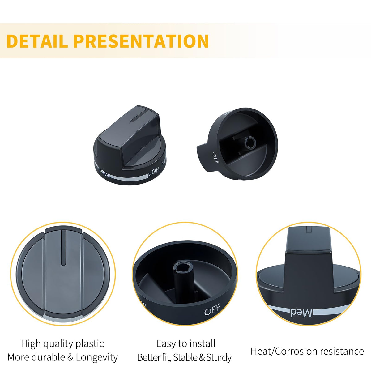 Upgraded W10339442 Stove knob Replacement Parts for Whirlpool Gas Stove Parts Oven Knob WFG505M0BS0 WFG505M0BS3 WFG320M0BW0 WFG510S0AS2 Whirlpool Gas Range Cooktop Surface Burner Control Knob 1 Pack
