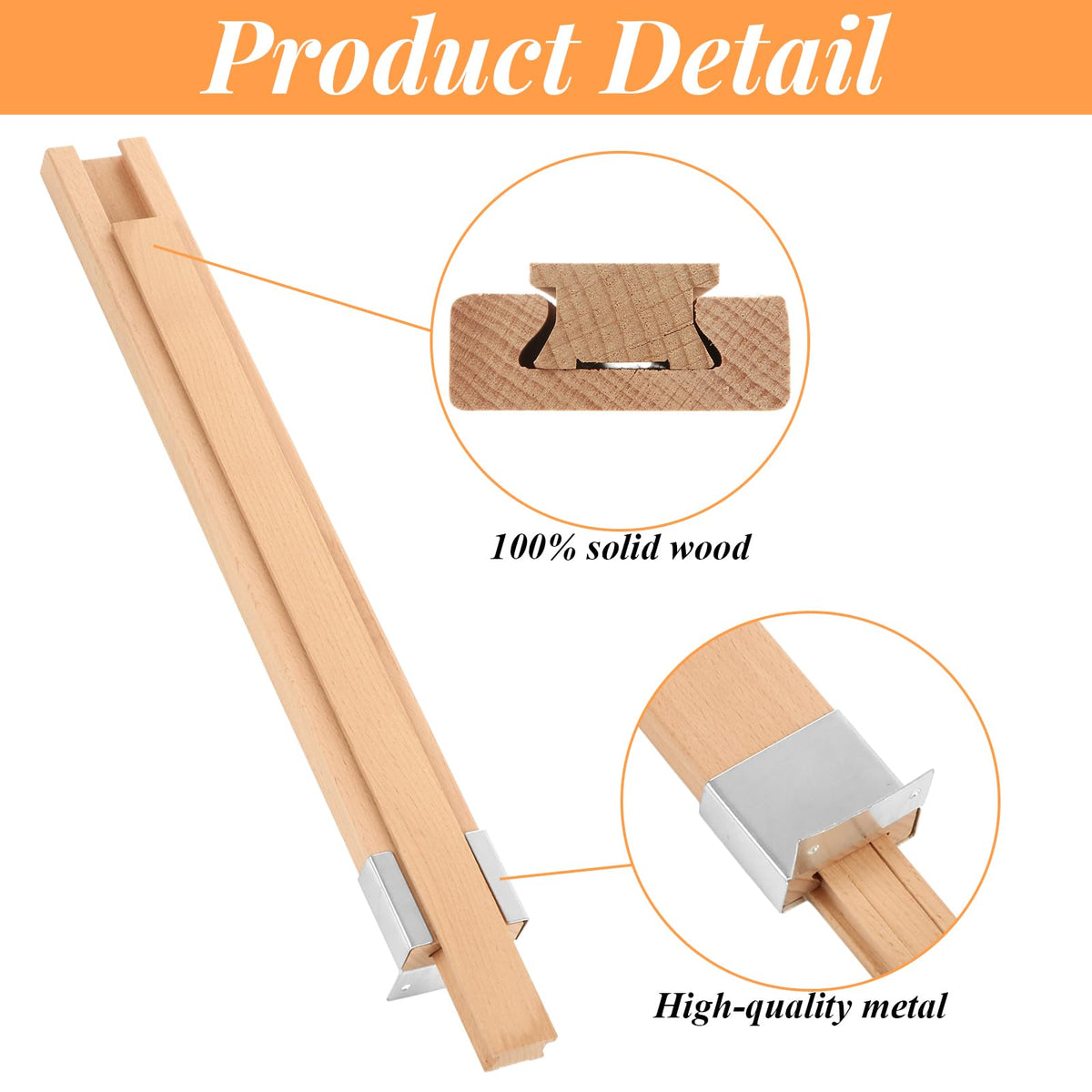 MUXHEL 8 Pcs 16 Inch Wood Drawer Slides Bottom Mount, Classic Wood Center Guide Track with Metal Slide Glides, Wax Coated Wooden Drawer Glides for Drawer Slides Replacement