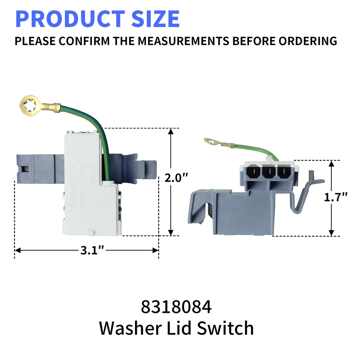 8318084 WP8318084 PS886960 Washer Door Lid Switch 