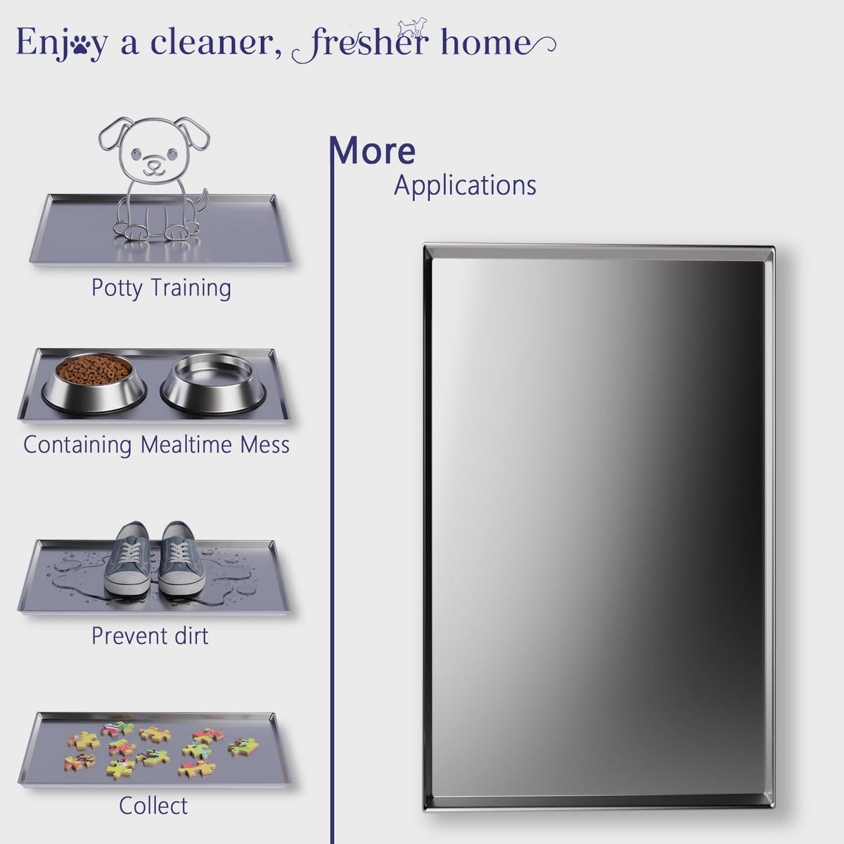 Metal Dog Crate Tray Replacement Pan - Stainless Steel, Chew-Proof & Safe