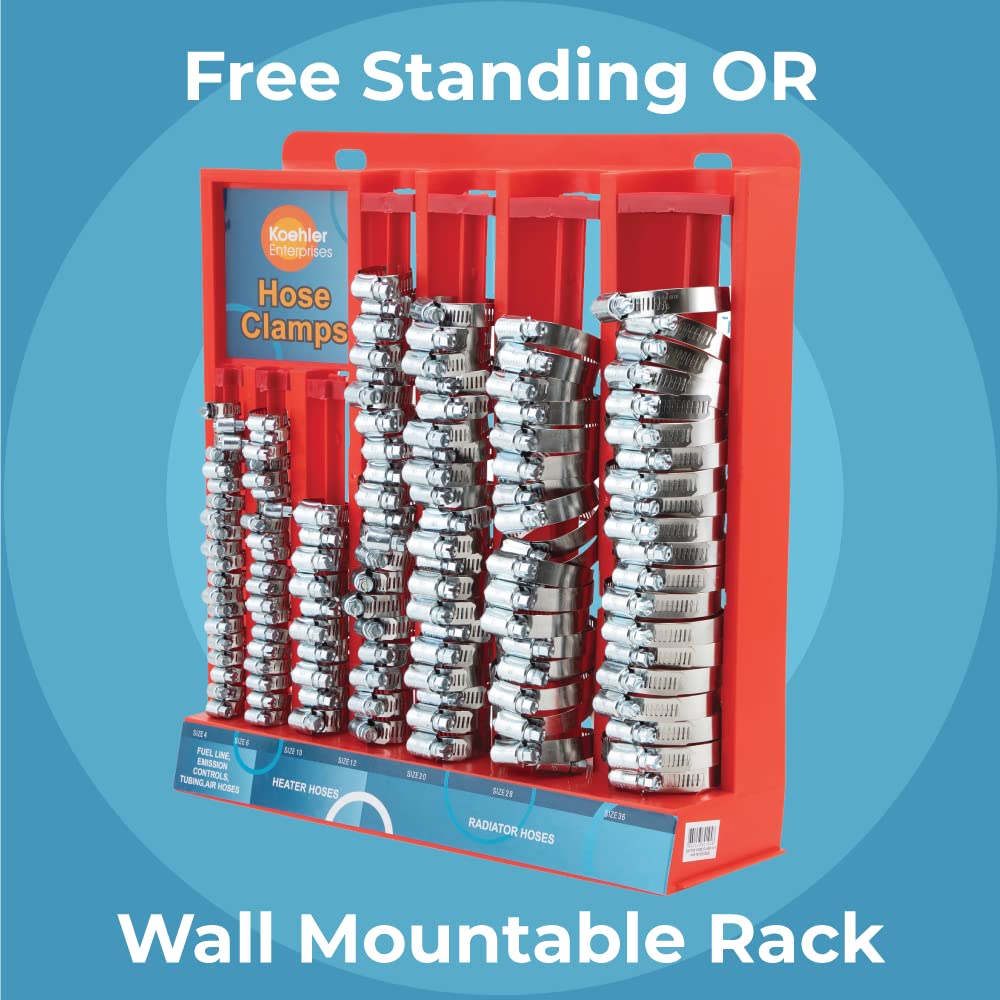 Koehler 220 Piece Hose Clamp Set in Mountable Rack, Red (KEDIS220)